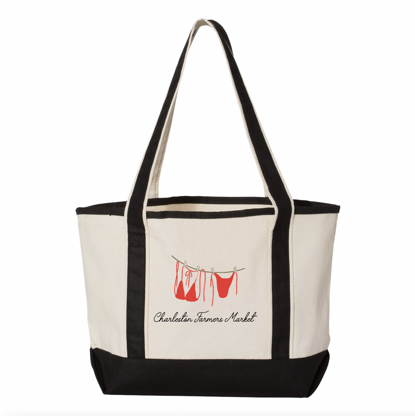 Charleston Farmers Market Black Tote Bags