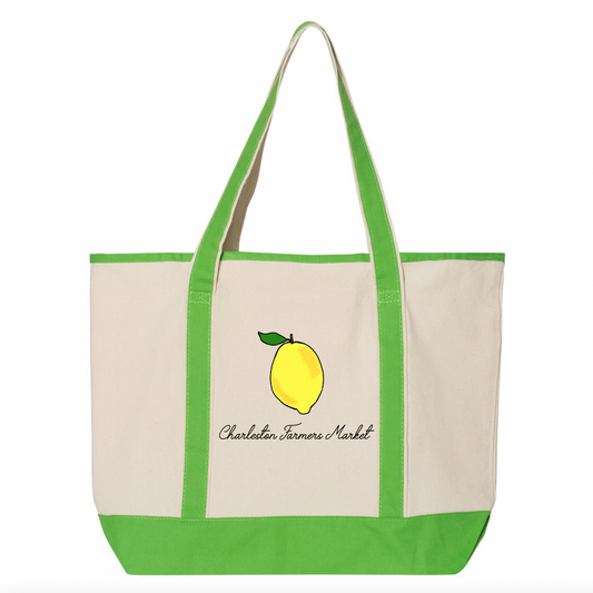 Charleston Farmers Market Lime Green Tote Bags