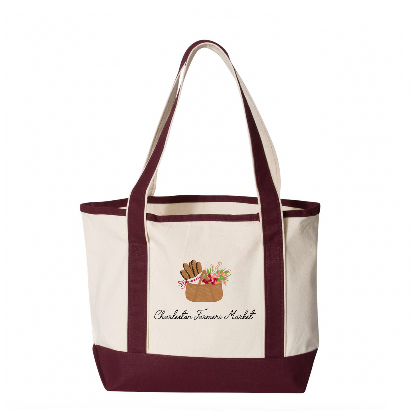 Charleston Farmers Market Maroon Totes